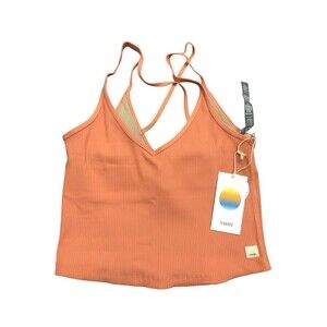 Vuori Women’s Rib Crop Tank Cropped Athletic Top Color Light Cinnamon Medium New